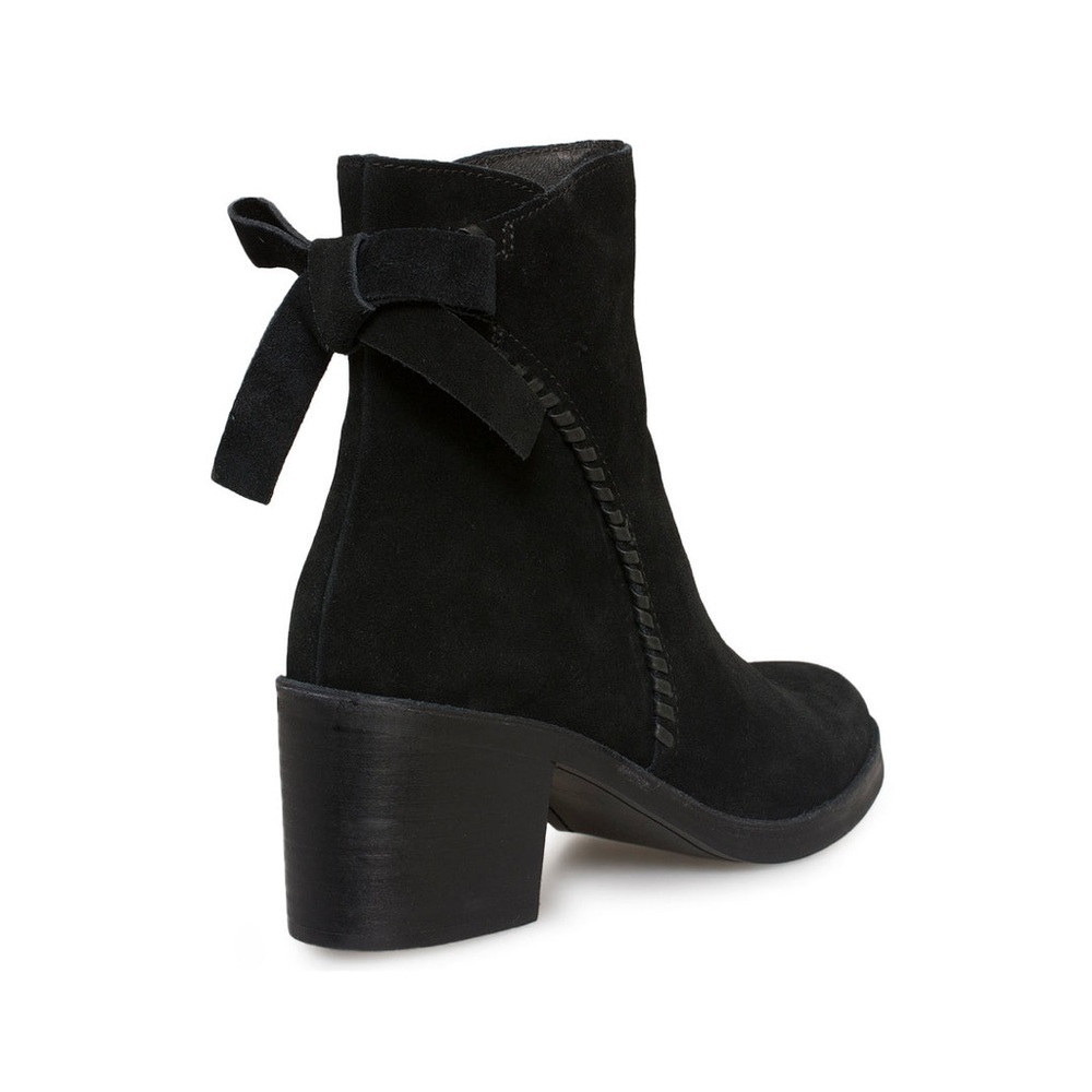 UGG Women’s Black Suede Ankle Booties Block Heel Bow Zip Size 8.5 - Picture 2 of 13